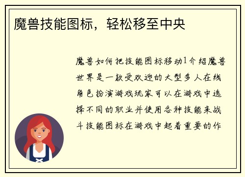 魔兽技能图标,轻松移至中央